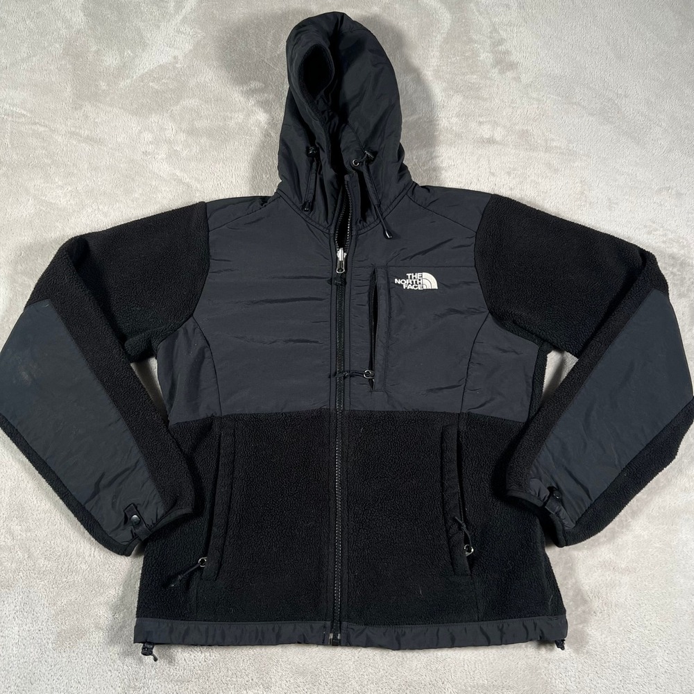 The North Face Denali Hooded Fleece Jacket Black Womens Size XS Full Zip Outdoor